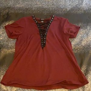 Maroon cross cross shirt